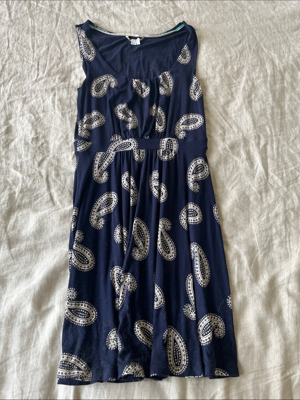 Boden Navy Tank Mini Dress Paisley Print.